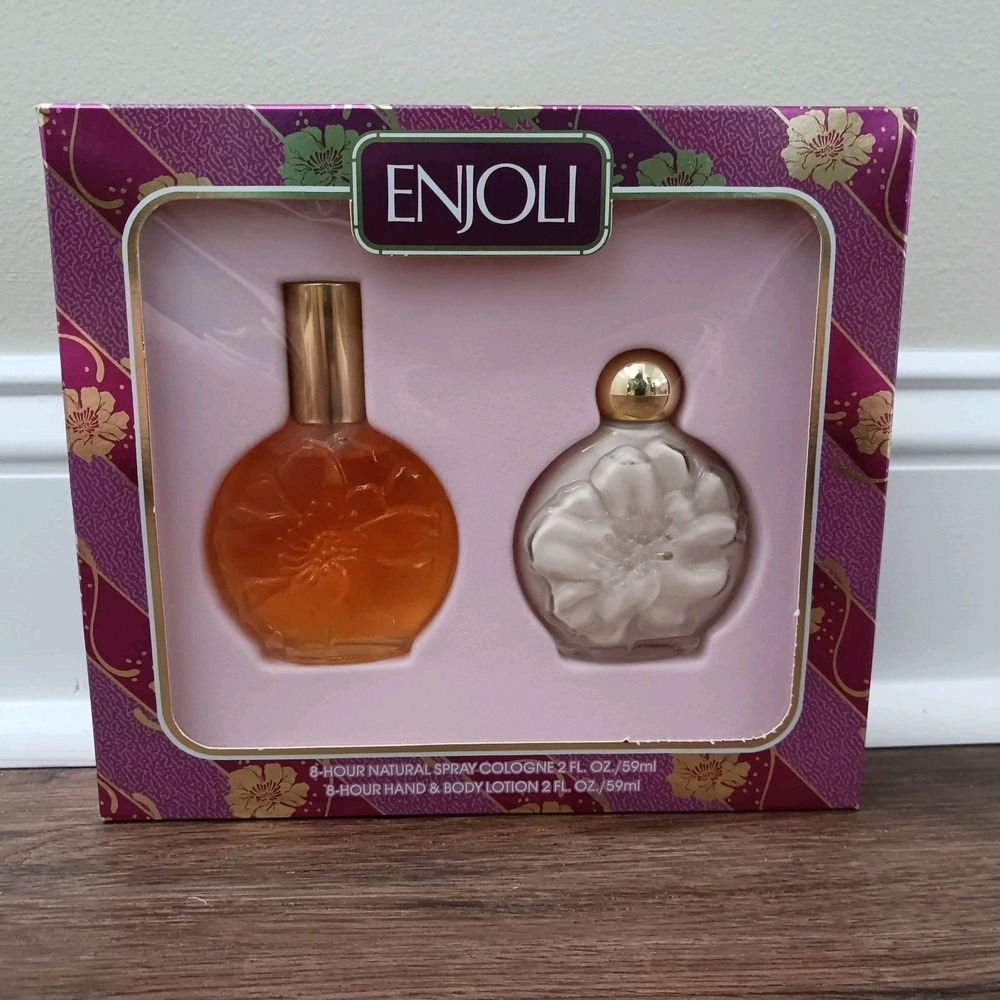 Vtg Vintage Enjoli by Revlon Cologne Spray 2oz & Lotion 2 oz Gift Set